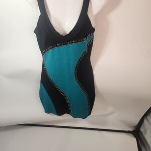 Guess by Marciano Black and Teal Mini Dress Size M